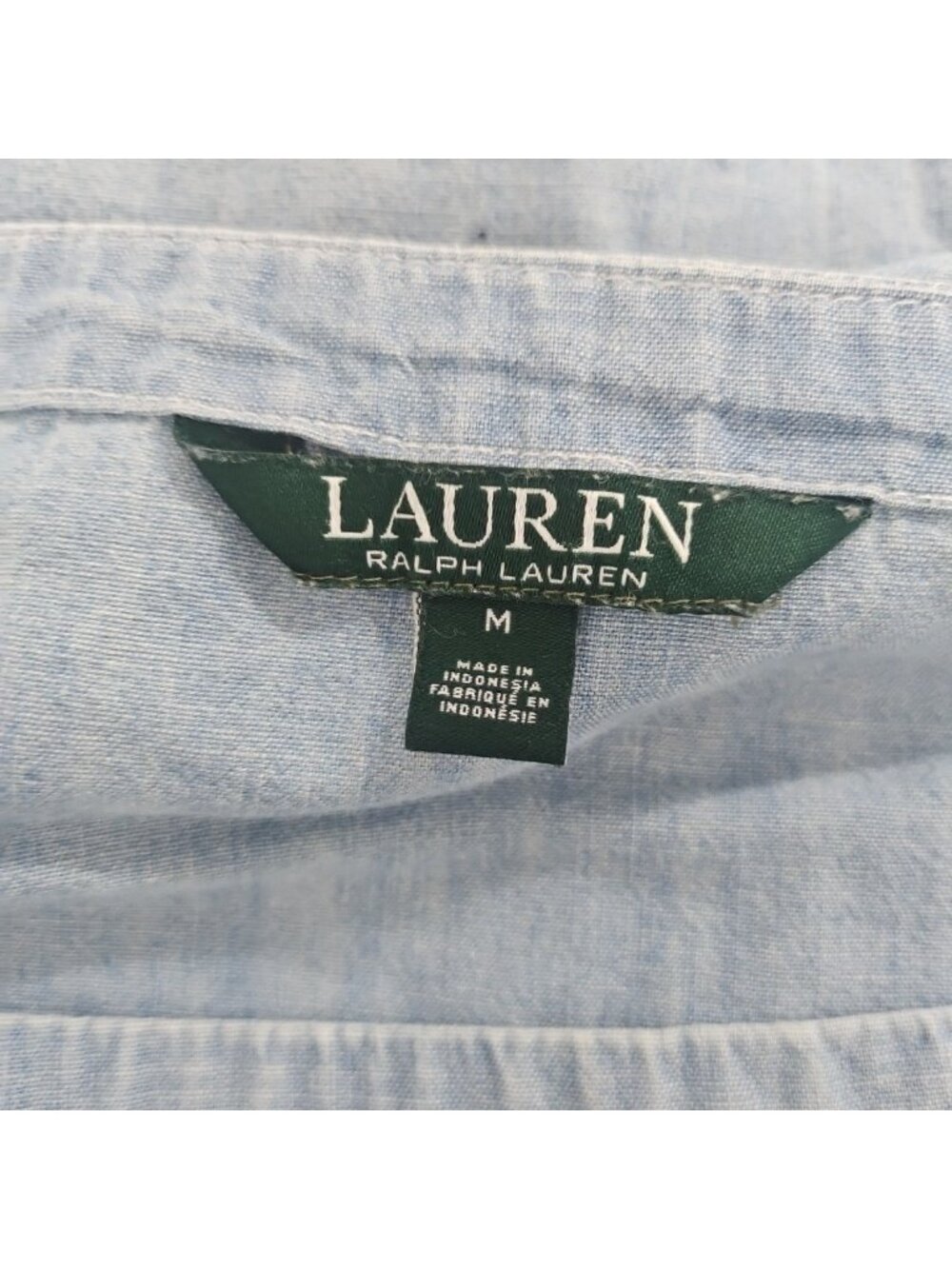 Lauren Ralph Lauren Blue Chambray Off Shoulder Flutter Sleeve Top Womens Medium - Picture 14 of 14